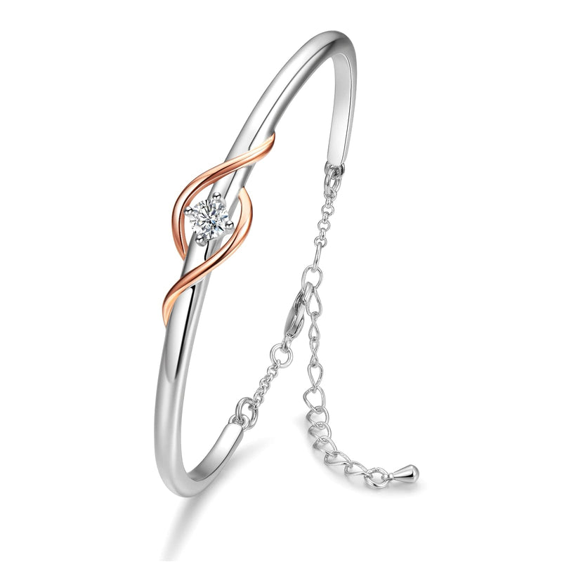 Praelinos Guardian of Love Bracelet White Gold Plated Bracelets for Womens Silver Tone Jewellery 5A Cubic Zirconia Mother's Day Valentines Birthday Gifts for Women Mum Girls Girlfriend Her