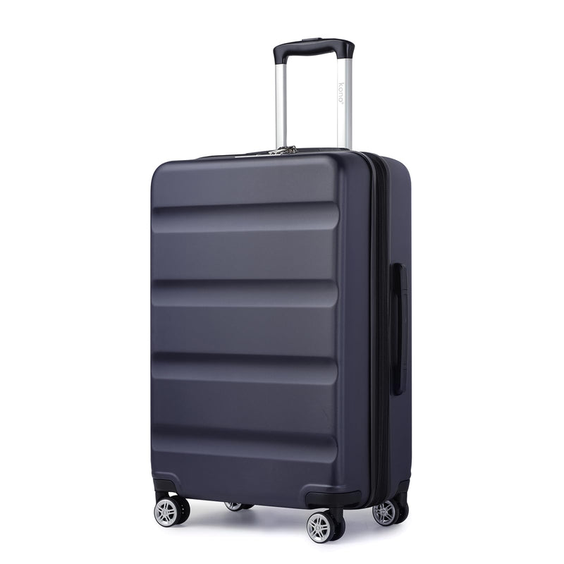 Kono 3-Piece Luggage Sets | Expandable Hard Shell PC+ABS Suitcase with TSA Lock | Lightweight & Sturdy Travel Suitcases with 4 Spinner Wheels (20", 24", 28") - Black