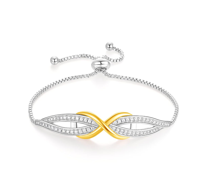 Angelady Infinity Bracelet for Womens, Silver Infinity Bracelets Bangles for Women Rose/Yellow Gold Bracelets Ladies Bracelets Birthday Mother's Day Gifts for Women/Mum/Wife
