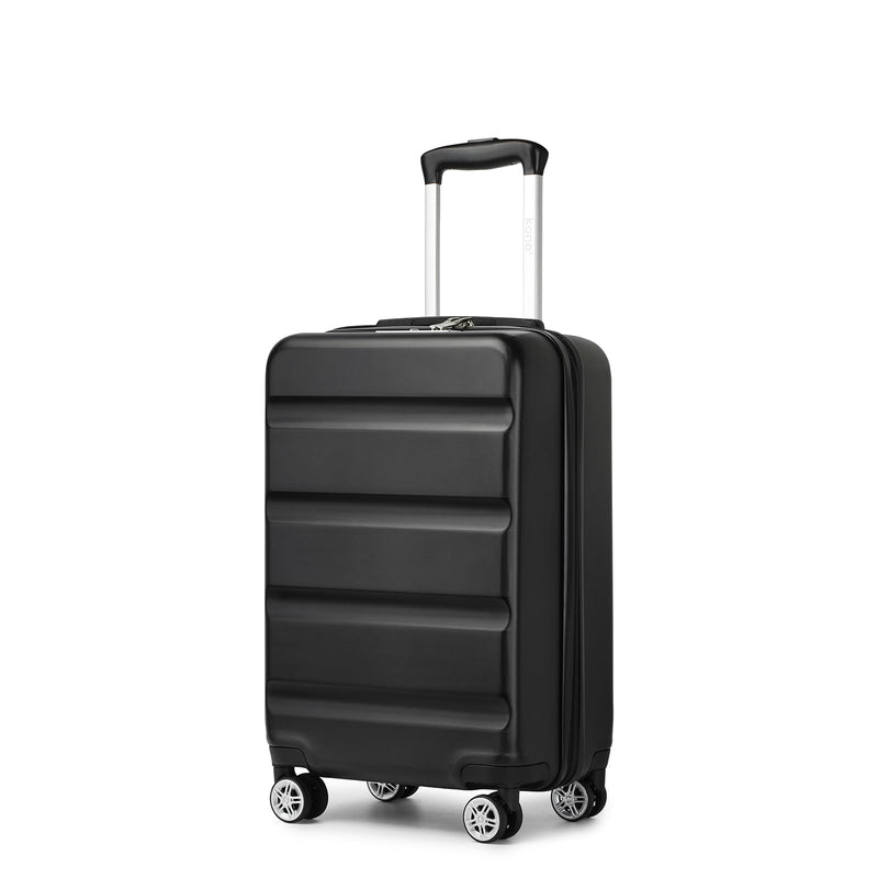 Kono 3-Piece Luggage Sets | Expandable Hard Shell PC+ABS Suitcase with TSA Lock | Lightweight & Sturdy Travel Suitcases with 4 Spinner Wheels (20", 24", 28") - Black