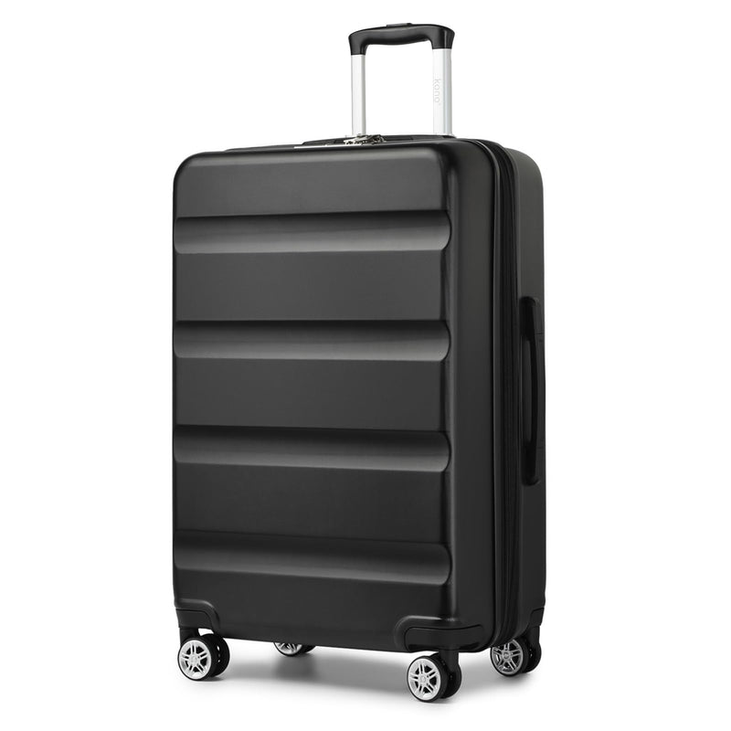 Kono 3-Piece Luggage Sets | Expandable Hard Shell PC+ABS Suitcase with TSA Lock | Lightweight & Sturdy Travel Suitcases with 4 Spinner Wheels (20", 24", 28") - Black