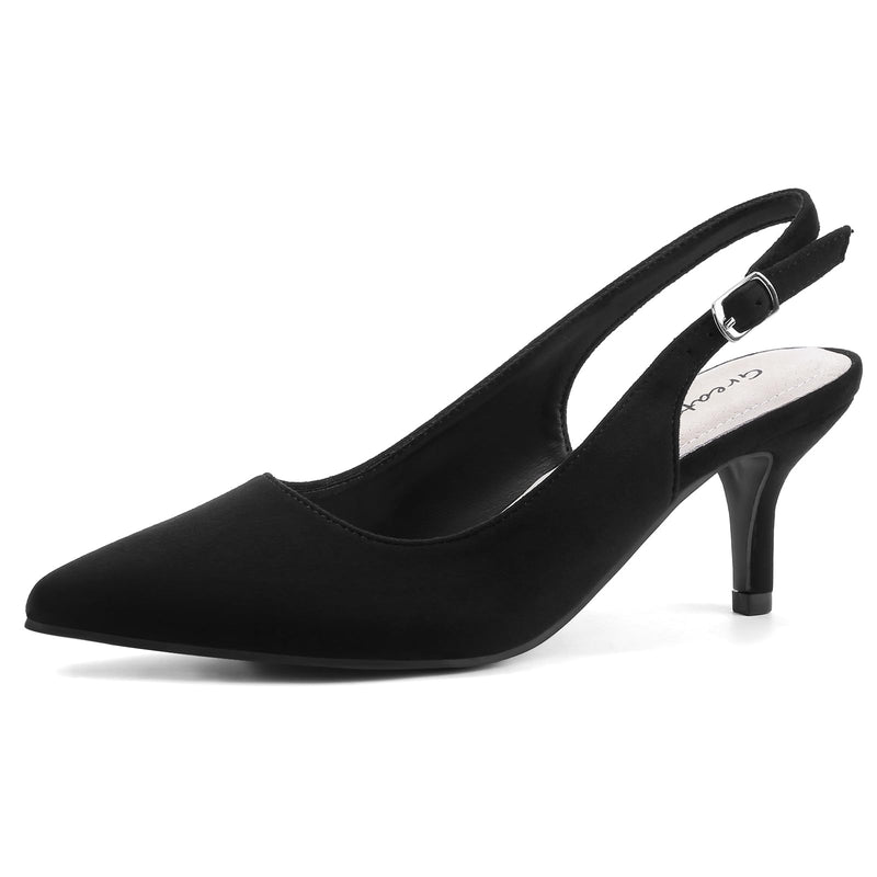 Greatonu Pointed Toe Sandals Slingback Kitten Heels Pointed Toe Pumps Ladies Shoes Heels Dressy Work Date Wedding Party