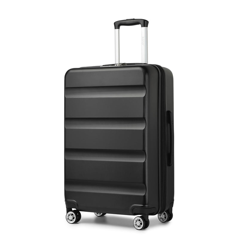 Kono 3-Piece Luggage Sets | Expandable Hard Shell PC+ABS Suitcase with TSA Lock | Lightweight & Sturdy Travel Suitcases with 4 Spinner Wheels (20", 24", 28") - Black