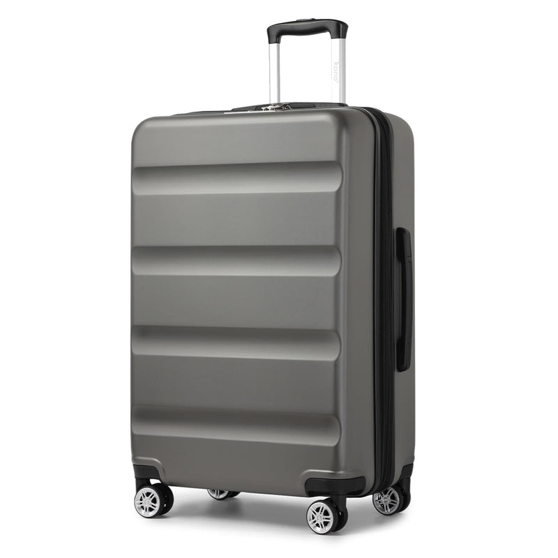 Kono 3-Piece Luggage Sets | Expandable Hard Shell PC+ABS Suitcase with TSA Lock | Lightweight & Sturdy Travel Suitcases with 4 Spinner Wheels (20", 24", 28") - Black