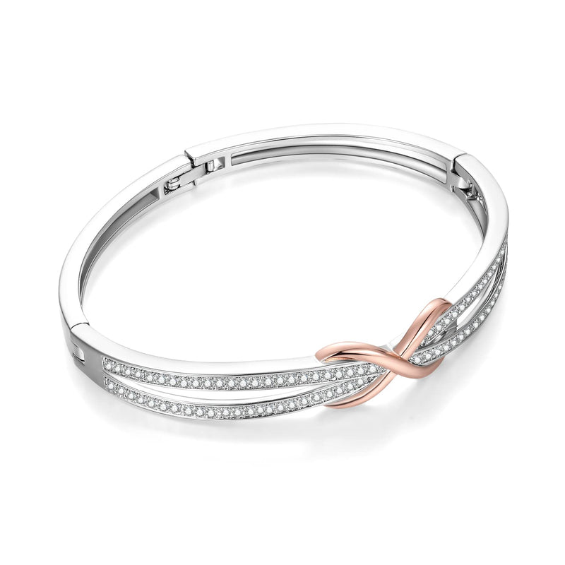 Angelady Infinity Bracelet for Womens, Silver Infinity Bracelets Bangles for Women Rose/Yellow Gold Bracelets Ladies Bracelets Birthday Mother's Day Gifts for Women/Mum/Wife