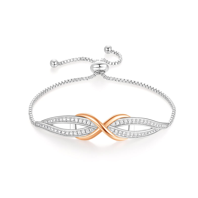 Angelady Infinity Bracelet for Womens, Silver Infinity Bracelets Bangles for Women Rose/Yellow Gold Bracelets Ladies Bracelets Birthday Mother's Day Gifts for Women/Mum/Wife