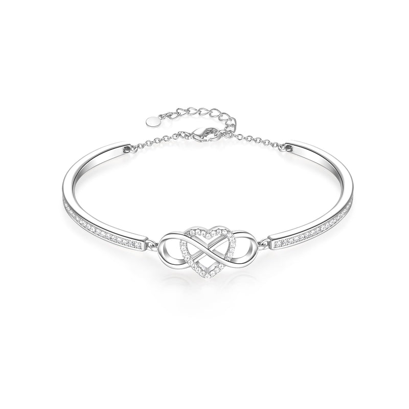 Angelady Infinity Bracelet for Womens, Silver Infinity Bracelets Bangles for Women Rose/Yellow Gold Bracelets Ladies Bracelets Birthday Mother's Day Gifts for Women/Mum/Wife