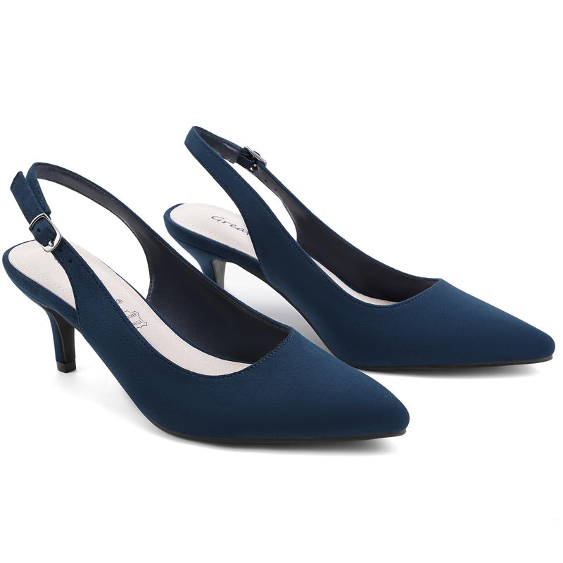 Greatonu Pointed Toe Sandals Slingback Kitten Heels Pointed Toe Pumps Ladies Shoes Heels Dressy Work Date Wedding Party