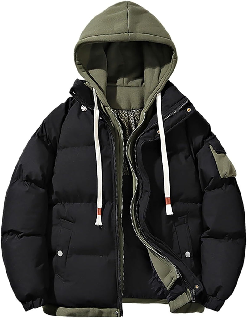 Men's Two-Piece Jacket with Hood and Colour Blocking, Casual, Loose and Comfortable Trendy Jacket for Business and Foreign Trade Alpenblitz Winter Jacket Men
