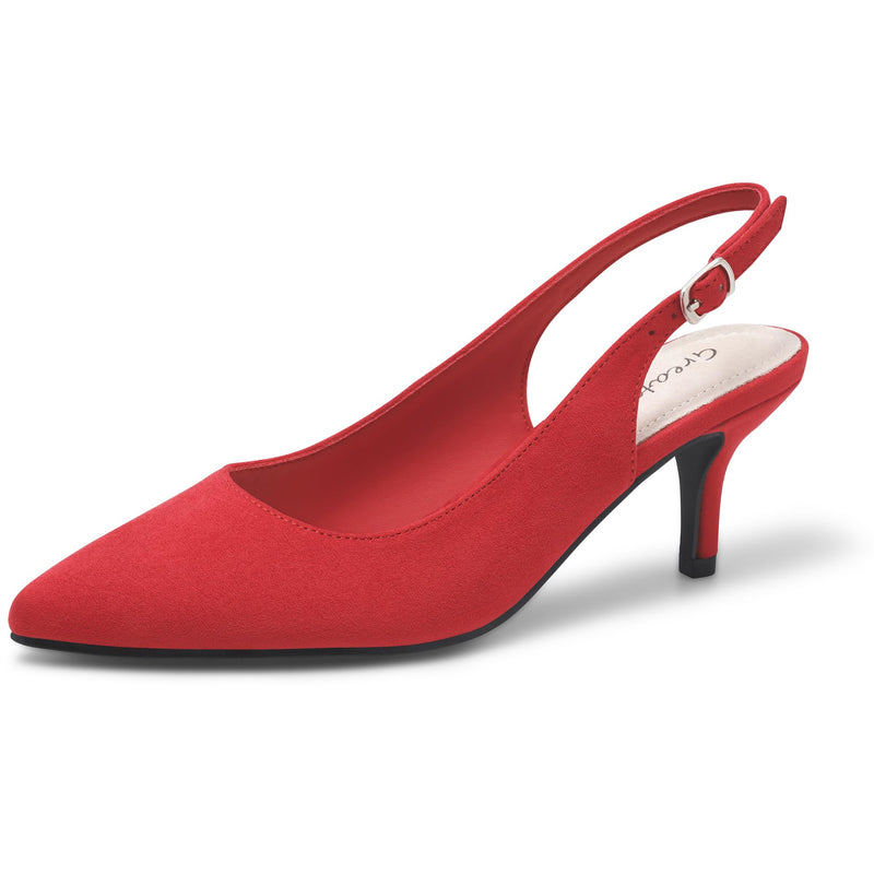 Greatonu Pointed Toe Sandals Slingback Kitten Heels Pointed Toe Pumps Ladies Shoes Heels Dressy Work Date Wedding Party