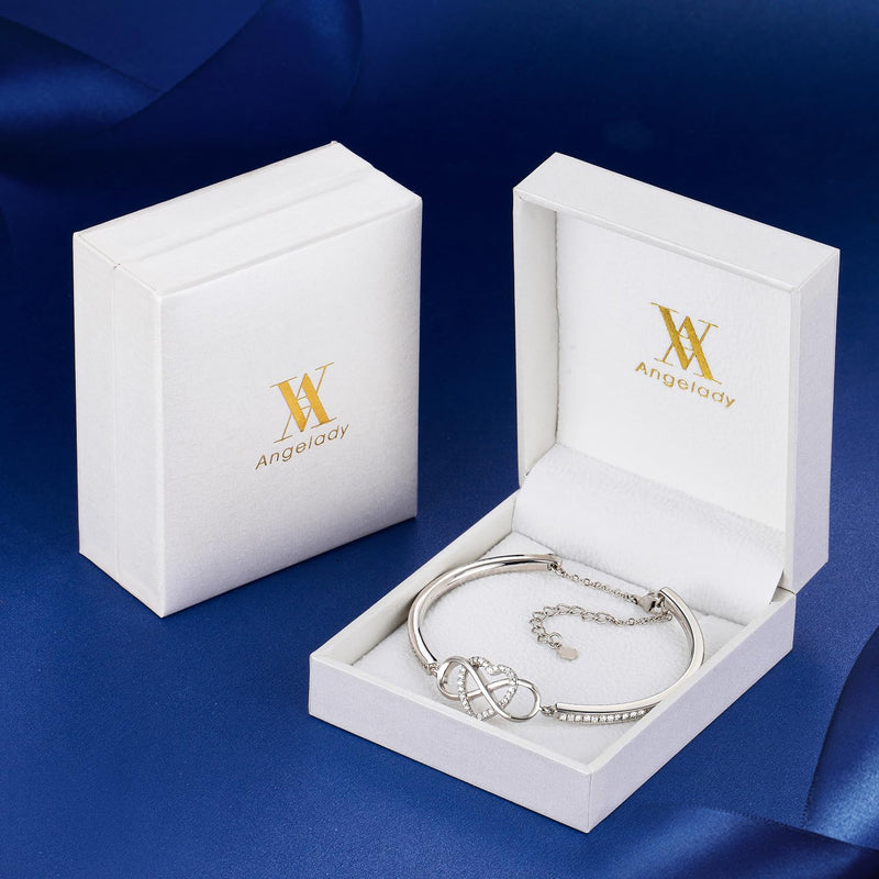 Angelady Infinity Bracelet for Womens, Silver Infinity Bracelets Bangles for Women Rose/Yellow Gold Bracelets Ladies Bracelets Birthday Mother's Day Gifts for Women/Mum/Wife