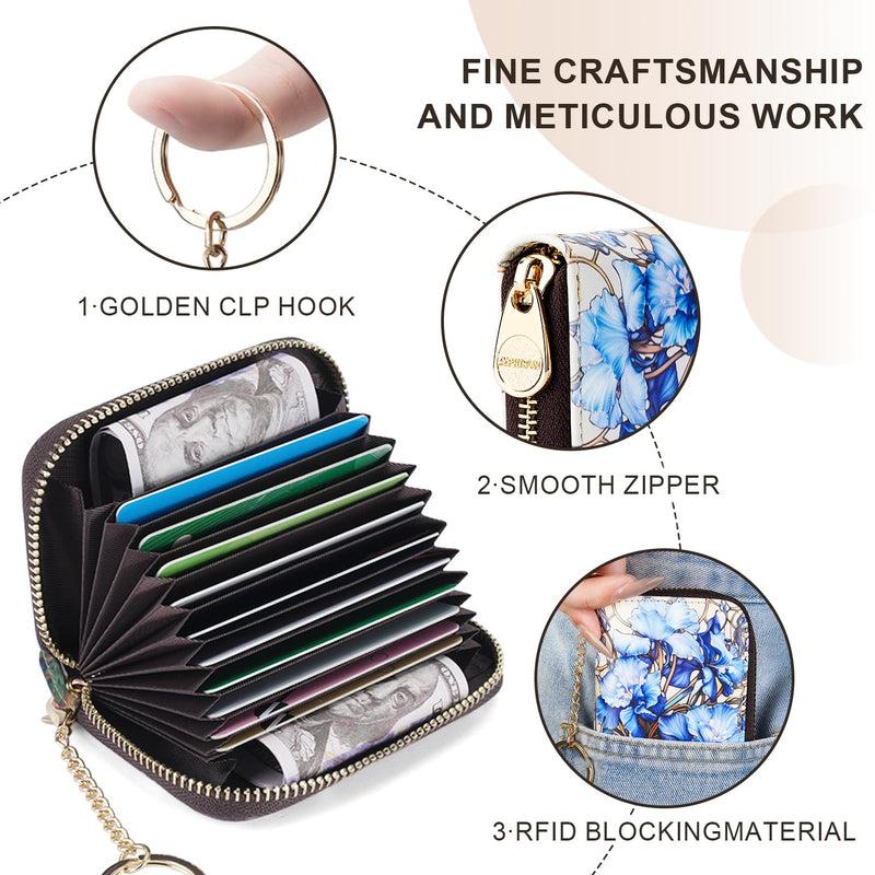 APHISON Credit Card Holder for Women Card Case RFID Blocking Ladies Cute Cartoon Artistic Coin Purses Small Wallet Pouch for Girls/Kids 10 Card Slots Gift Colorful Cat