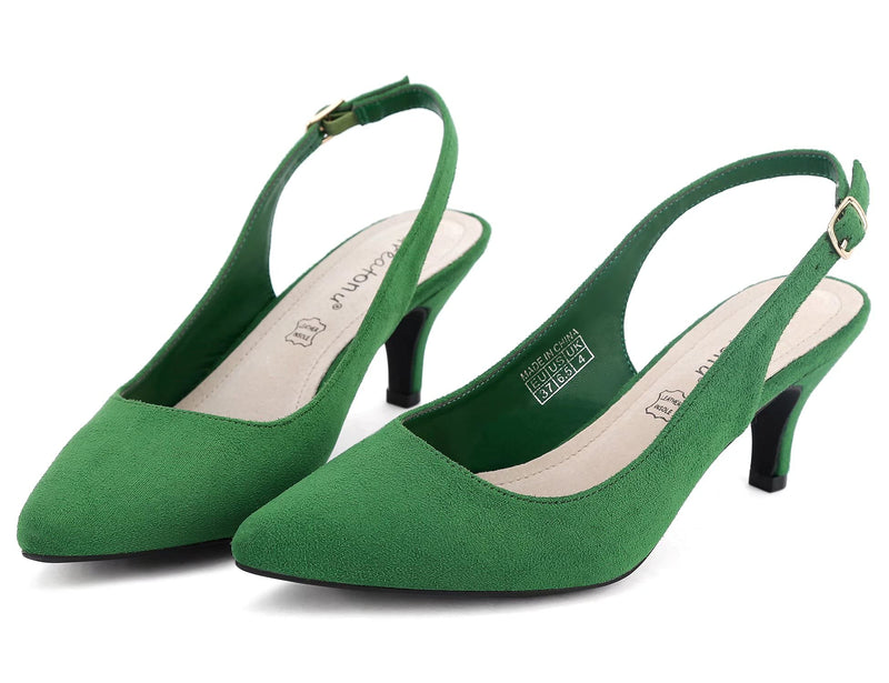 Greatonu Pointed Toe Sandals Slingback Kitten Heels Pointed Toe Pumps Ladies Shoes Heels Dressy Work Date Wedding Party