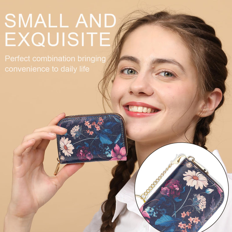 APHISON Credit Card Holder for Women Card Case RFID Blocking Ladies Cute Cartoon Artistic Coin Purses Small Wallet Pouch for Girls/Kids 10 Card Slots Gift Colorful Cat
