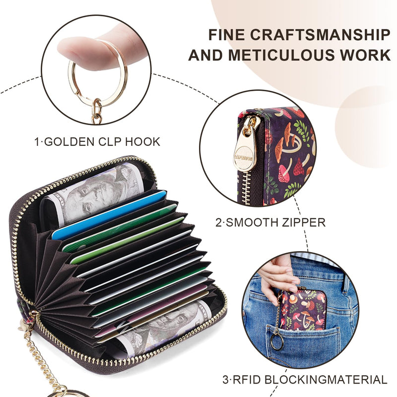 APHISON Credit Card Holder for Women Card Case RFID Blocking Ladies Cute Cartoon Artistic Coin Purses Small Wallet Pouch for Girls/Kids 10 Card Slots Gift Colorful Cat