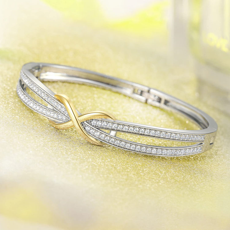 Angelady Infinity Bracelet for Womens, Silver Infinity Bracelets Bangles for Women Rose/Yellow Gold Bracelets Ladies Bracelets Birthday Mother's Day Gifts for Women/Mum/Wife
