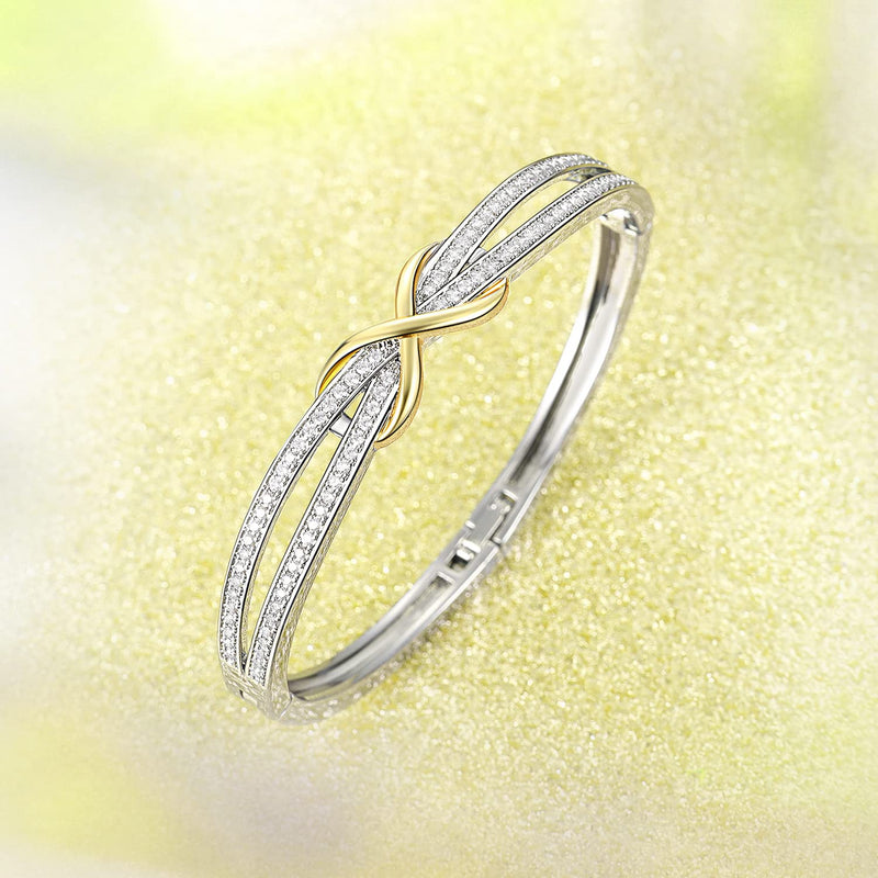 Angelady Infinity Bracelet for Womens, Silver Infinity Bracelets Bangles for Women Rose/Yellow Gold Bracelets Ladies Bracelets Birthday Mother's Day Gifts for Women/Mum/Wife