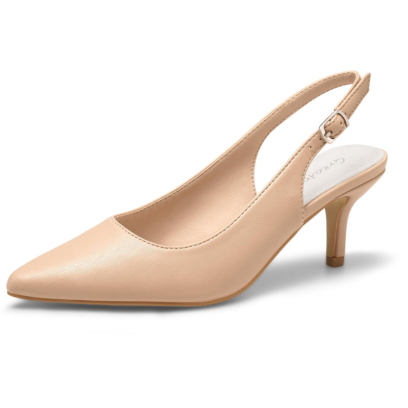 Greatonu Pointed Toe Sandals Slingback Kitten Heels Pointed Toe Pumps Ladies Shoes Heels Dressy Work Date Wedding Party