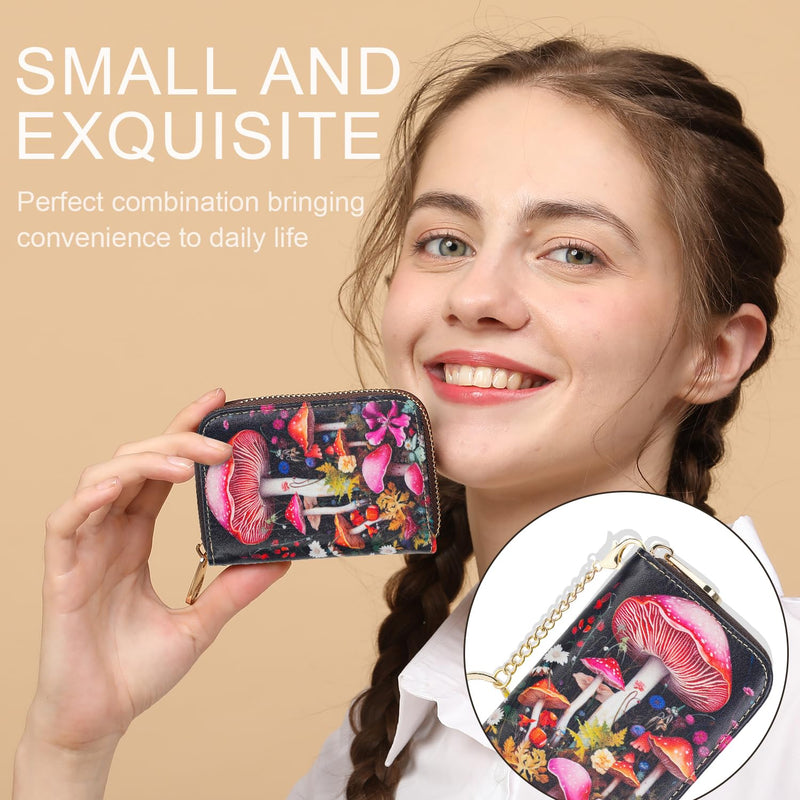 APHISON Credit Card Holder for Women Card Case RFID Blocking Ladies Cute Cartoon Artistic Coin Purses Small Wallet Pouch for Girls/Kids 10 Card Slots Gift Colorful Cat