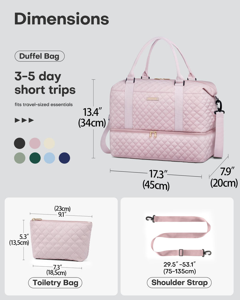 HOTOR Travel Bags for Women - Lightweight Overnight Holdall Bag, Large Carry on Luggage Weekend Bag with Shoe Compartment & Toiletry Bag, Travel Duffel Sport Gym Tote, Black, 40.0 x 46.0 x 22.0 cm