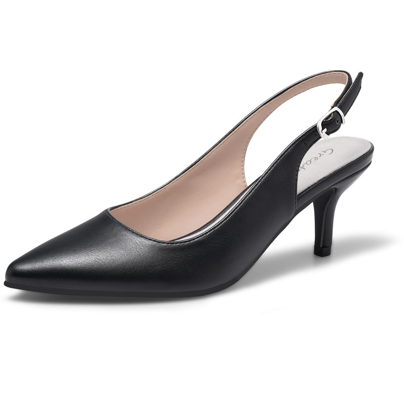 Greatonu Pointed Toe Sandals Slingback Kitten Heels Pointed Toe Pumps Ladies Shoes Heels Dressy Work Date Wedding Party