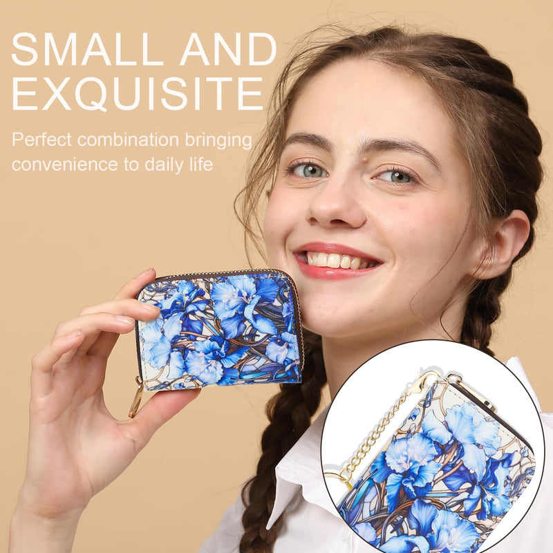 APHISON Credit Card Holder for Women Card Case RFID Blocking Ladies Cute Cartoon Artistic Coin Purses Small Wallet Pouch for Girls/Kids 10 Card Slots Gift Colorful Cat