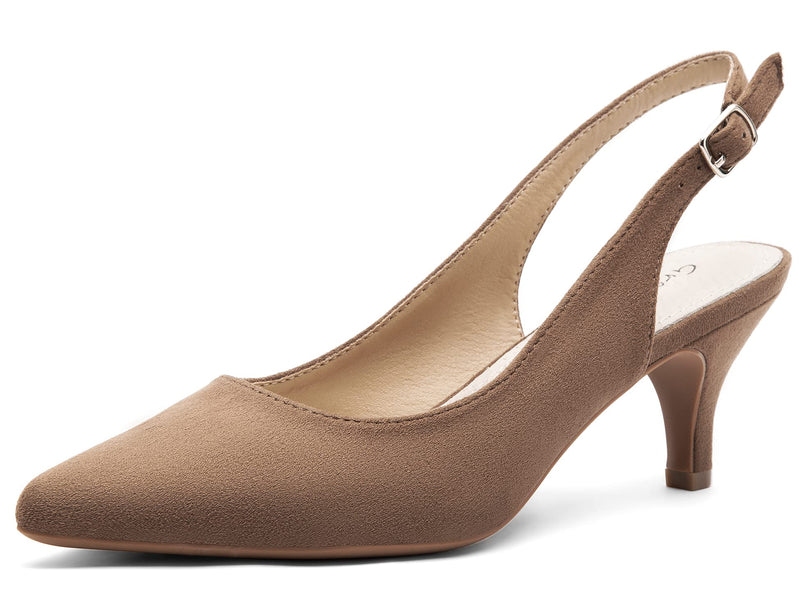 Greatonu Pointed Toe Sandals Slingback Kitten Heels Pointed Toe Pumps Ladies Shoes Heels Dressy Work Date Wedding Party