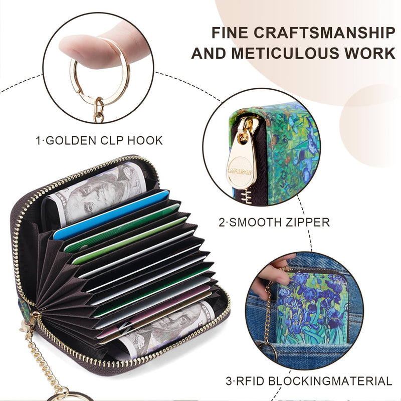 APHISON Credit Card Holder for Women Card Case RFID Blocking Ladies Cute Cartoon Artistic Coin Purses Small Wallet Pouch for Girls/Kids 10 Card Slots Gift Colorful Cat