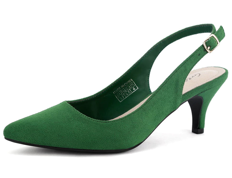 Greatonu Pointed Toe Sandals Slingback Kitten Heels Pointed Toe Pumps Ladies Shoes Heels Dressy Work Date Wedding Party