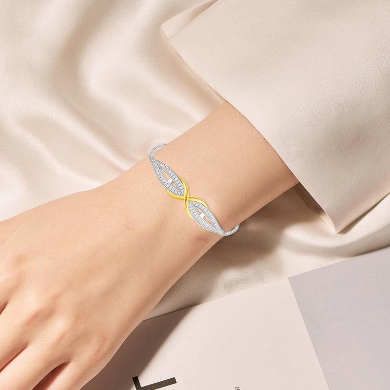 Angelady Infinity Bracelet for Womens, Silver Infinity Bracelets Bangles for Women Rose/Yellow Gold Bracelets Ladies Bracelets Birthday Mother's Day Gifts for Women/Mum/Wife