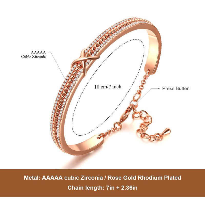 Angelady Infinity Bracelet for Womens, Silver Infinity Bracelets Bangles for Women Rose/Yellow Gold Bracelets Ladies Bracelets Birthday Mother's Day Gifts for Women/Mum/Wife
