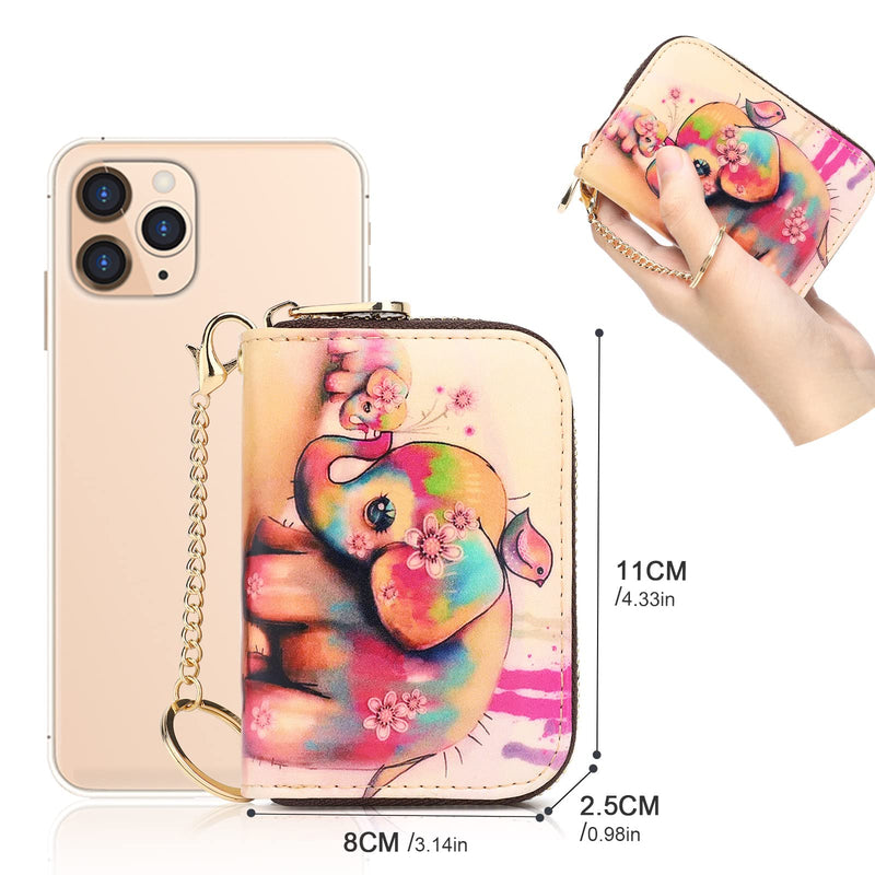 APHISON Credit Card Holder for Women Card Case RFID Blocking Ladies Cute Cartoon Artistic Coin Purses Small Wallet Pouch for Girls/Kids 10 Card Slots Gift Colorful Cat