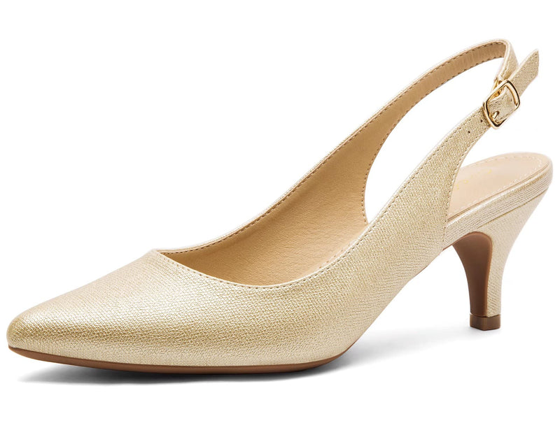 Greatonu Pointed Toe Sandals Slingback Kitten Heels Pointed Toe Pumps Ladies Shoes Heels Dressy Work Date Wedding Party