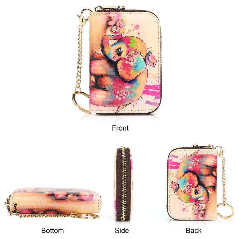 APHISON Credit Card Holder for Women Card Case RFID Blocking Ladies Cute Cartoon Artistic Coin Purses Small Wallet Pouch for Girls/Kids 10 Card Slots Gift Colorful Cat