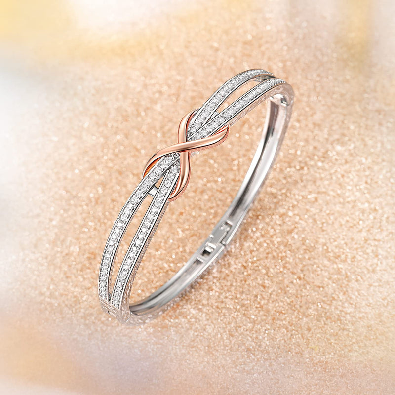 Angelady Infinity Bracelet for Womens, Silver Infinity Bracelets Bangles for Women Rose/Yellow Gold Bracelets Ladies Bracelets Birthday Mother's Day Gifts for Women/Mum/Wife