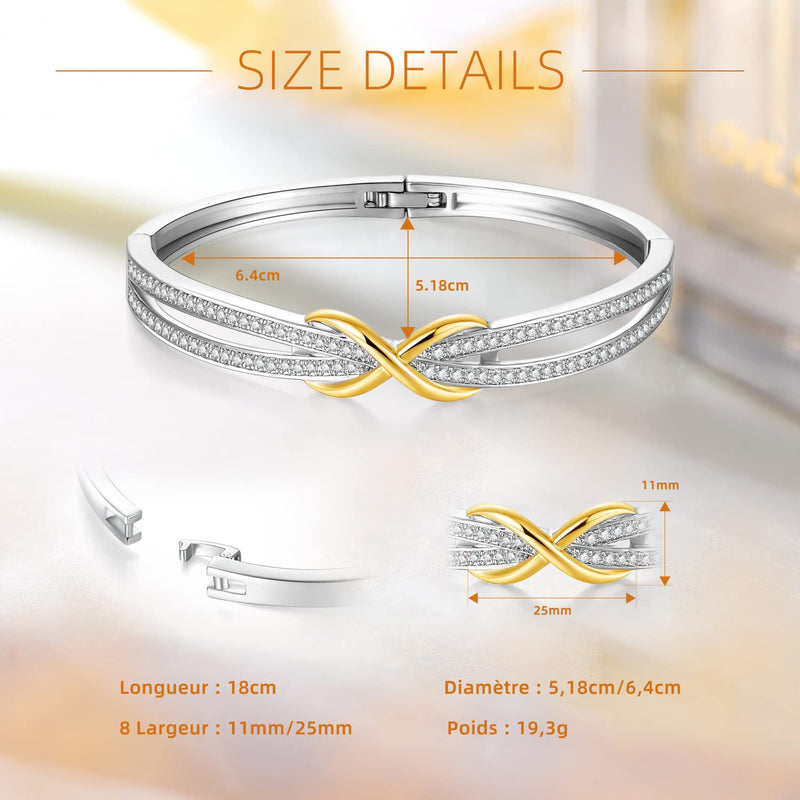 Angelady Infinity Bracelet for Womens, Silver Infinity Bracelets Bangles for Women Rose/Yellow Gold Bracelets Ladies Bracelets Birthday Mother's Day Gifts for Women/Mum/Wife