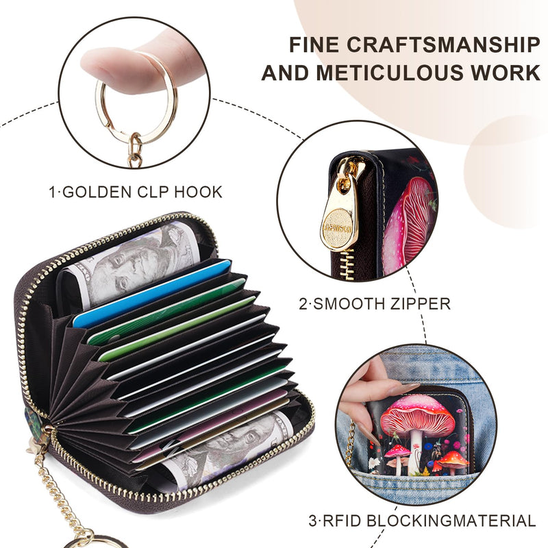 APHISON Credit Card Holder for Women Card Case RFID Blocking Ladies Cute Cartoon Artistic Coin Purses Small Wallet Pouch for Girls/Kids 10 Card Slots Gift Colorful Cat
