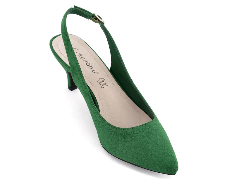 Greatonu Pointed Toe Sandals Slingback Kitten Heels Pointed Toe Pumps Ladies Shoes Heels Dressy Work Date Wedding Party
