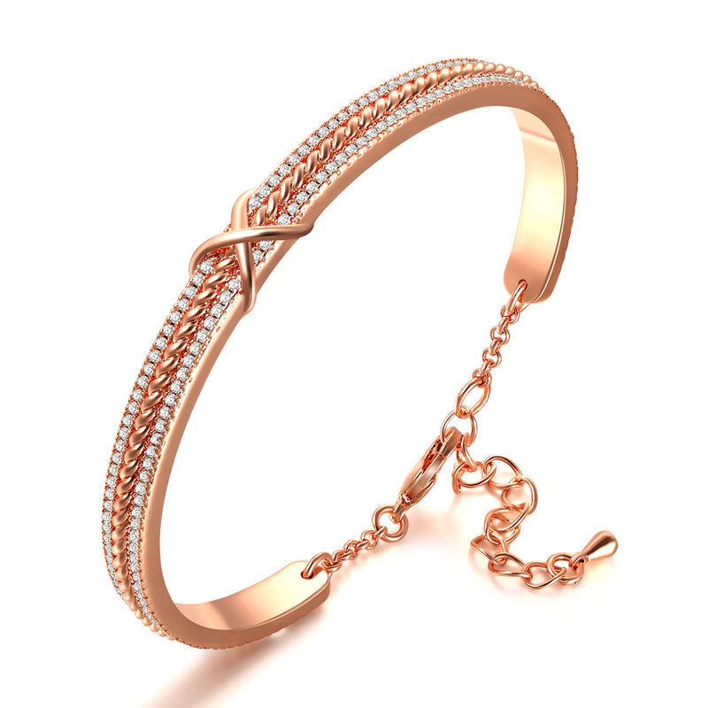 Angelady Infinity Bracelet for Womens, Silver Infinity Bracelets Bangles for Women Rose/Yellow Gold Bracelets Ladies Bracelets Birthday Mother's Day Gifts for Women/Mum/Wife