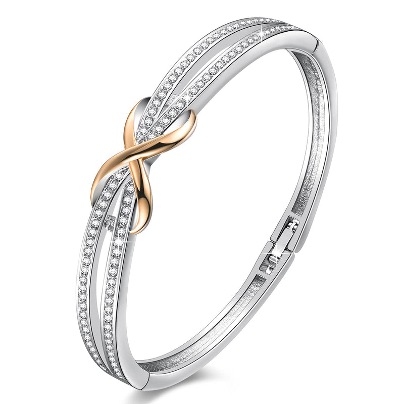 Angelady Infinity Bracelet for Womens, Silver Infinity Bracelets Bangles for Women Rose/Yellow Gold Bracelets Ladies Bracelets Birthday Mother's Day Gifts for Women/Mum/Wife