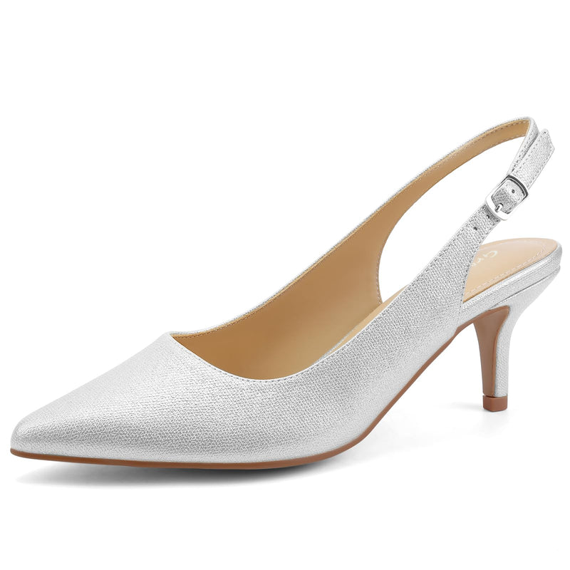 Greatonu Pointed Toe Sandals Slingback Kitten Heels Pointed Toe Pumps Ladies Shoes Heels Dressy Work Date Wedding Party