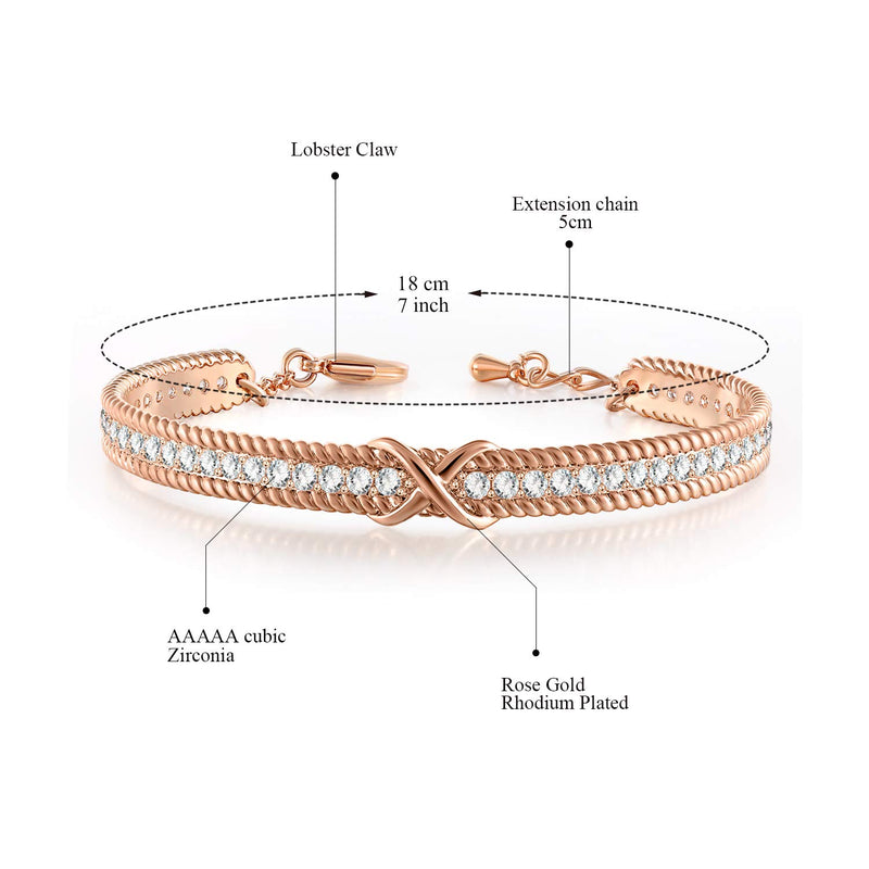 Angelady Infinity Bracelet for Womens, Silver Infinity Bracelets Bangles for Women Rose/Yellow Gold Bracelets Ladies Bracelets Birthday Mother's Day Gifts for Women/Mum/Wife