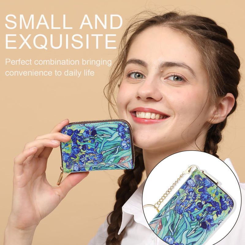 APHISON Credit Card Holder for Women Card Case RFID Blocking Ladies Cute Cartoon Artistic Coin Purses Small Wallet Pouch for Girls/Kids 10 Card Slots Gift Colorful Cat