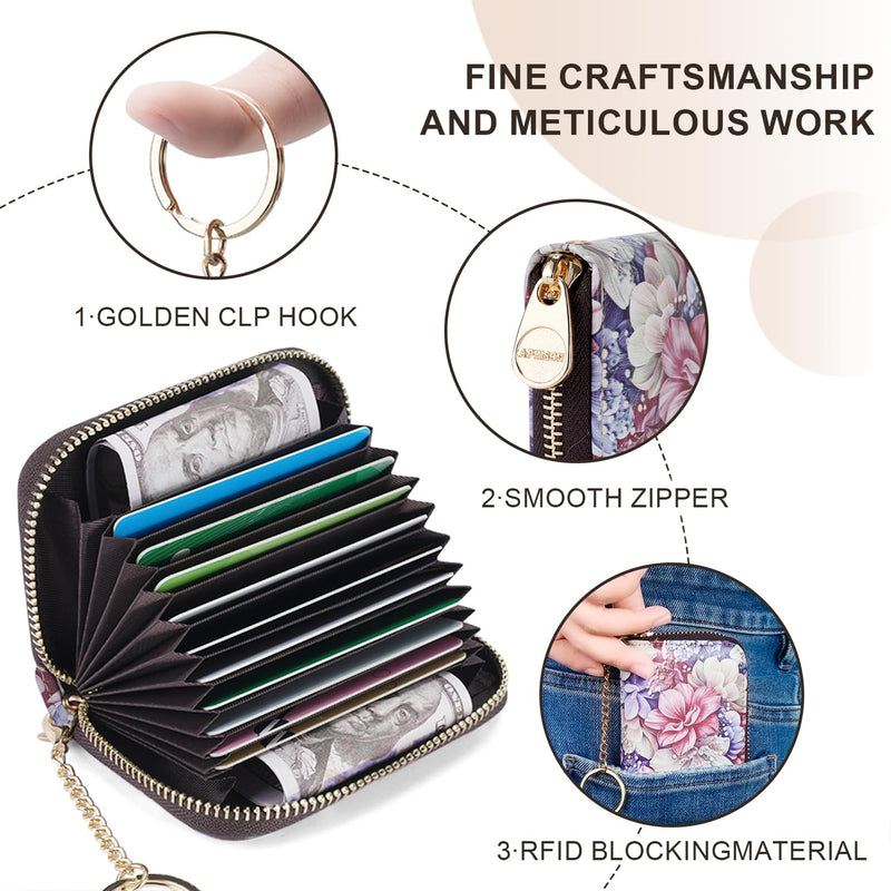 APHISON Credit Card Holder for Women Card Case RFID Blocking Ladies Cute Cartoon Artistic Coin Purses Small Wallet Pouch for Girls/Kids 10 Card Slots Gift Colorful Cat