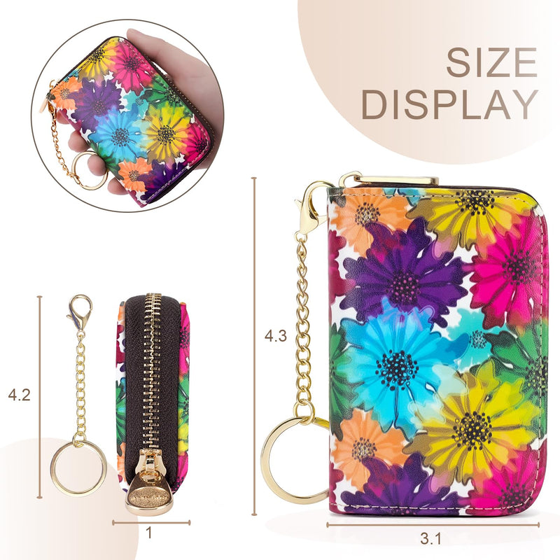 APHISON Credit Card Holder for Women Card Case RFID Blocking Ladies Cute Cartoon Artistic Coin Purses Small Wallet Pouch for Girls/Kids 10 Card Slots Gift Colorful Cat