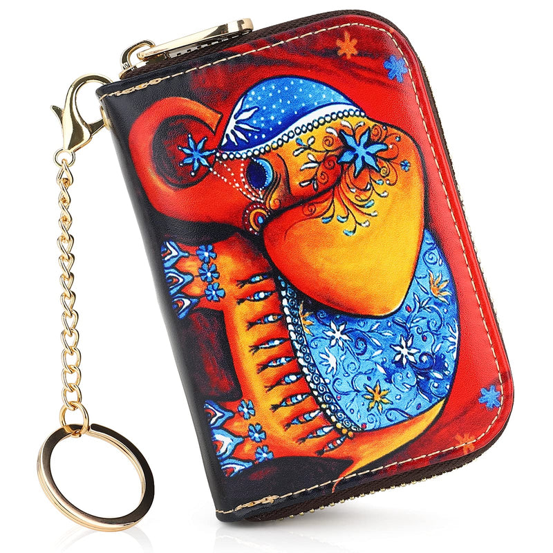 APHISON Credit Card Holder for Women Card Case RFID Blocking Ladies Cute Cartoon Artistic Coin Purses Small Wallet Pouch for Girls/Kids 10 Card Slots Gift Colorful Cat