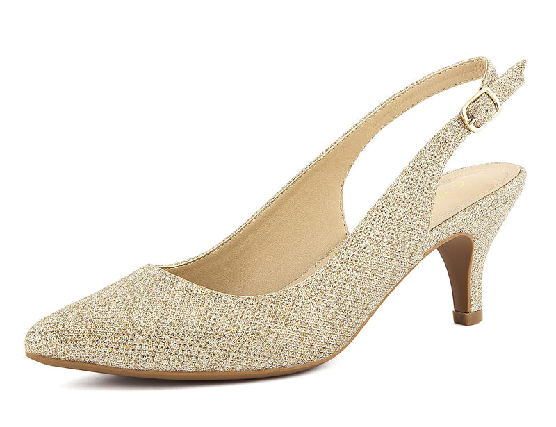 Greatonu Pointed Toe Sandals Slingback Kitten Heels Pointed Toe Pumps Ladies Shoes Heels Dressy Work Date Wedding Party
