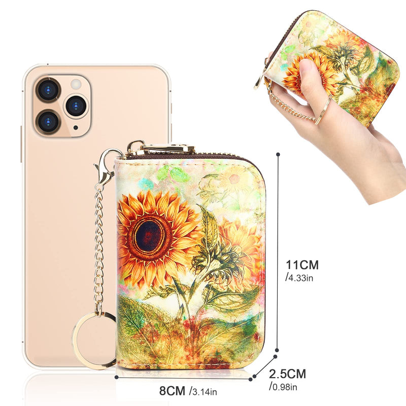 APHISON Credit Card Holder for Women Card Case RFID Blocking Ladies Cute Cartoon Artistic Coin Purses Small Wallet Pouch for Girls/Kids 10 Card Slots Gift Colorful Cat