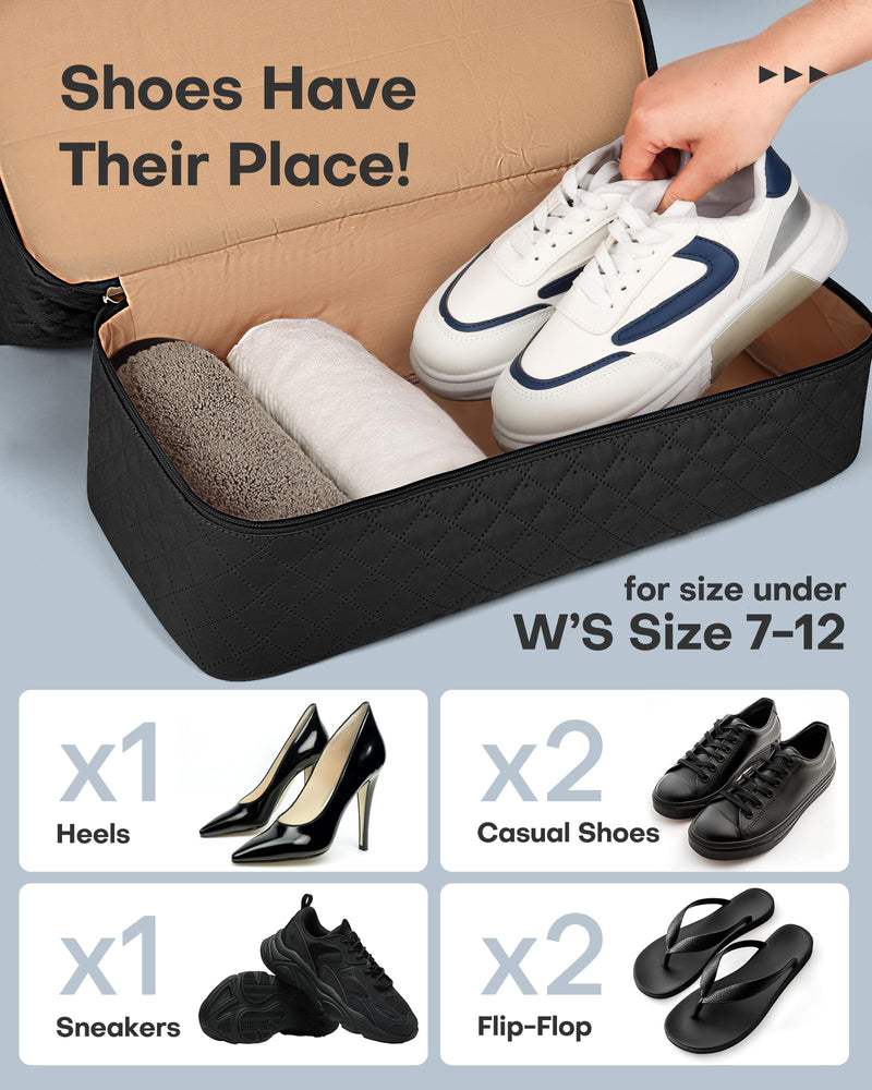 HOTOR Travel Bags for Women - Lightweight Overnight Holdall Bag, Large Carry on Luggage Weekend Bag with Shoe Compartment & Toiletry Bag, Travel Duffel Sport Gym Tote, Black, 40.0 x 46.0 x 22.0 cm
