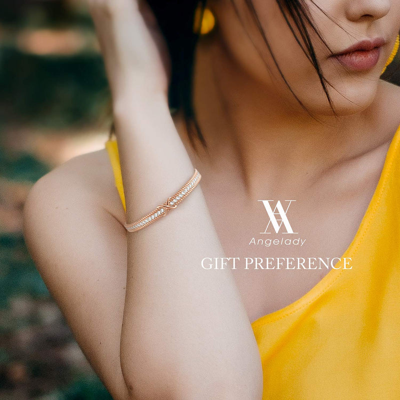 Angelady Infinity Bracelet for Womens, Silver Infinity Bracelets Bangles for Women Rose/Yellow Gold Bracelets Ladies Bracelets Birthday Mother's Day Gifts for Women/Mum/Wife